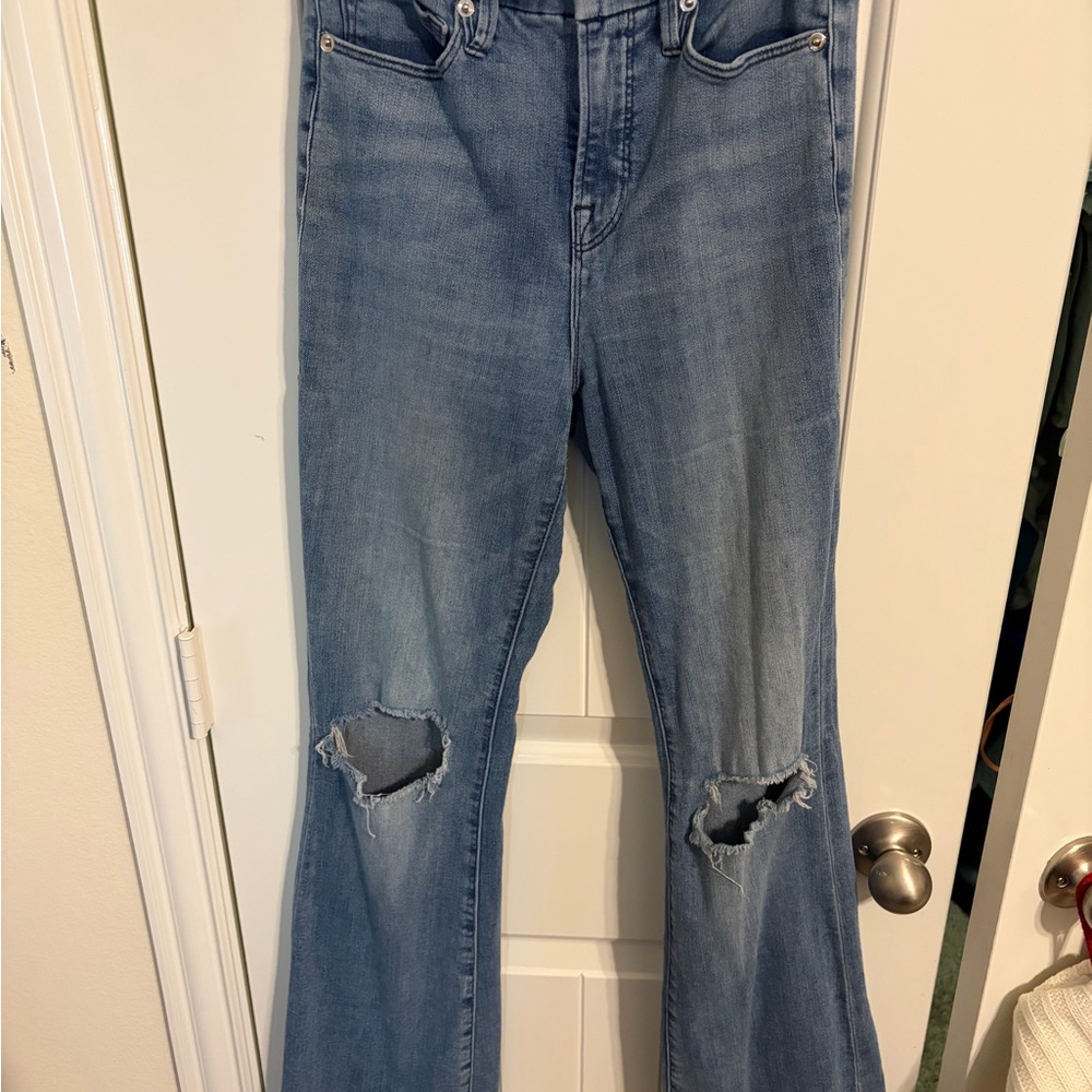 Good American Light Blue Flare Jeans